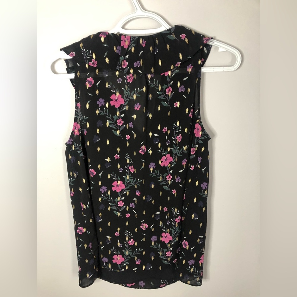 Juicy Couture Black and Pink Ruffled Sleeveless Blouse